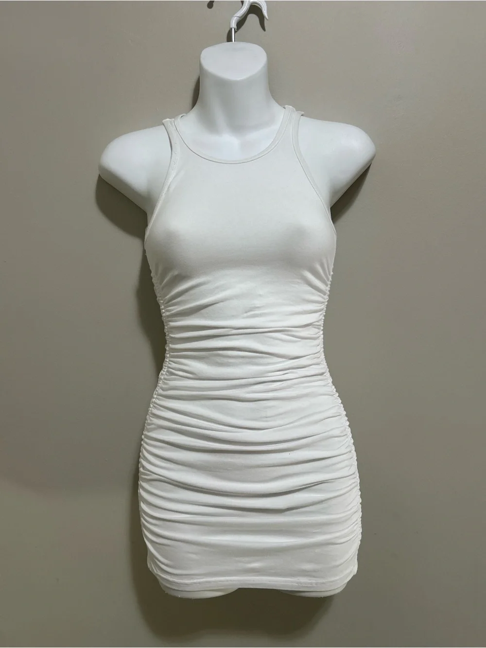 TNA White Ruched Tank Mini Dress - Picture 1 of 9